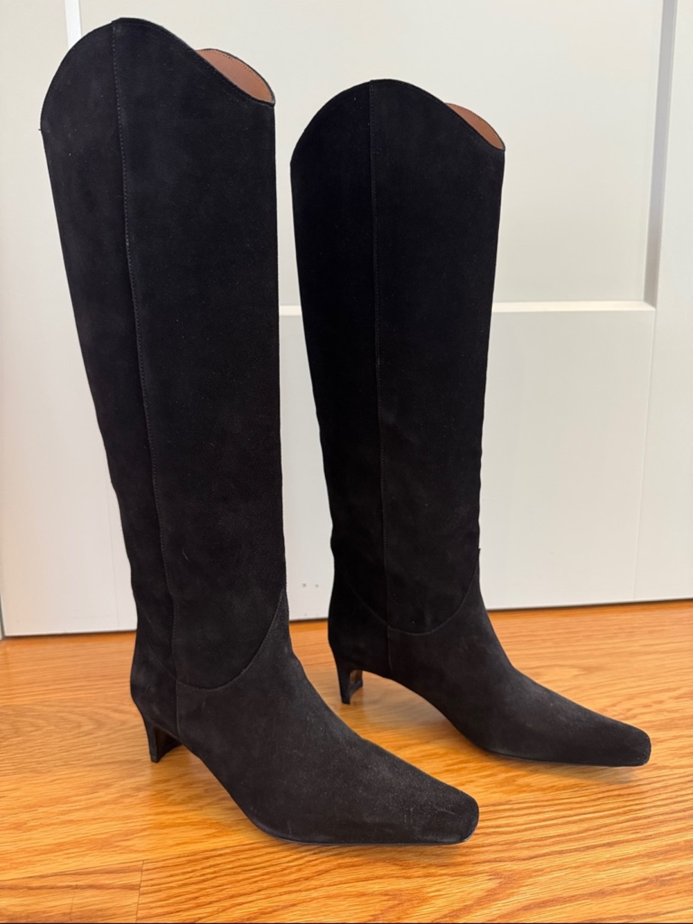 STAUD Black Suede Over-the-Knee Pointed-Toe Boots NEW